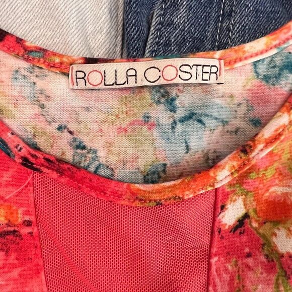 Rolla Coster Apricot and Turquoise Skater Dress Size L - Picture 3 of 5